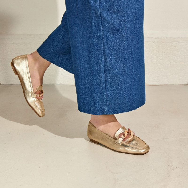 Hanissa leather loafers metallised with node