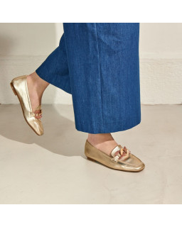 Mocassins Hanissa en cuir métallisé à nœud | Reqins