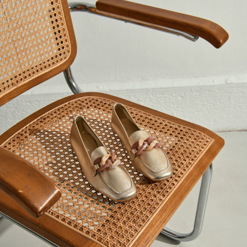 Mocassins Hanissa en cuir métallisé à nœud | Reqins