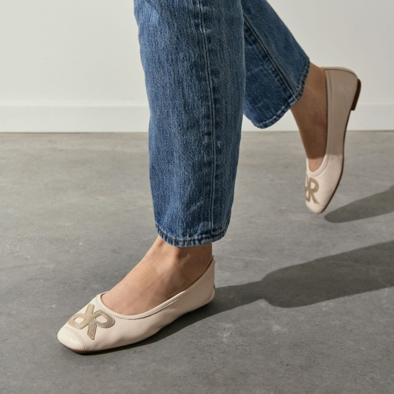 Hopa leather ballerinas with glittering embroidered pattern