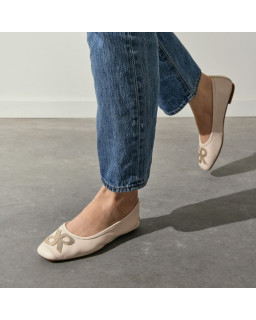 Hopa leather ballerinas with glittering embroidered pattern