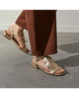 Golden Sandals with Cuba Fringes | Reqins