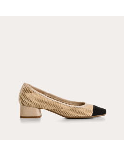 Ballerines Kana à talons en cuir velours perforé | Reqins