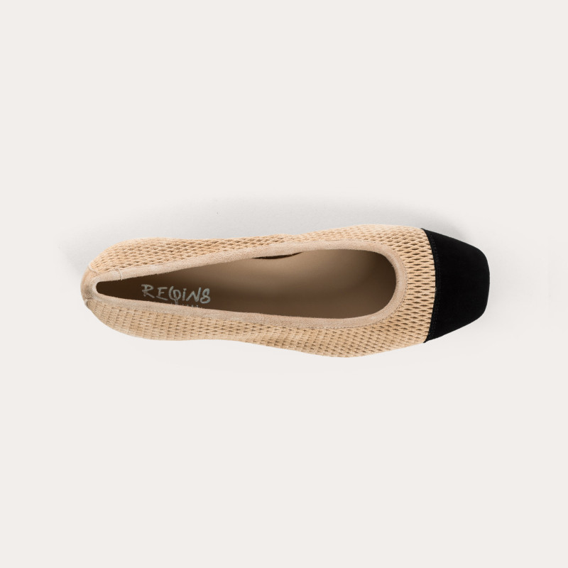 Kana heeled leather perforated ballerinas