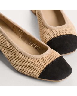 Kana heeled leather perforated ballerinas