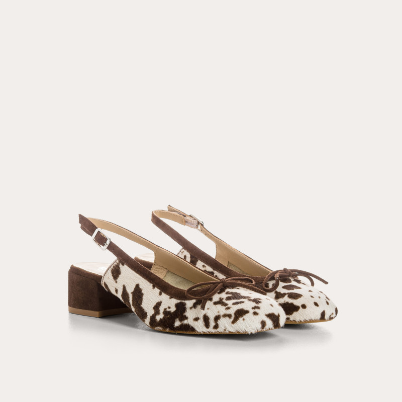 Ballerines slingback Reese vache en cuir imprimé | Reqins