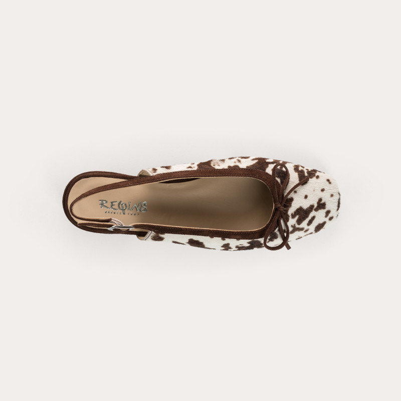 Slingback Reese printed leather cow ballerinas