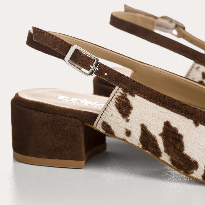 Ballerines slingback Reese vache en cuir imprimé | Reqins