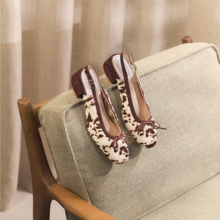 Ballerines slingback Reese vache en cuir imprimé | Reqins