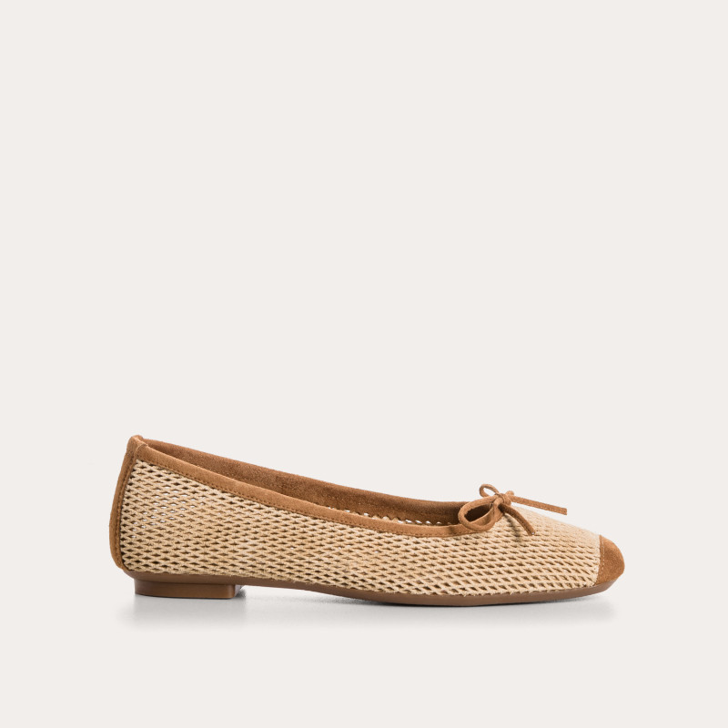 Harmony Ballerinas in perforated suede with square tip