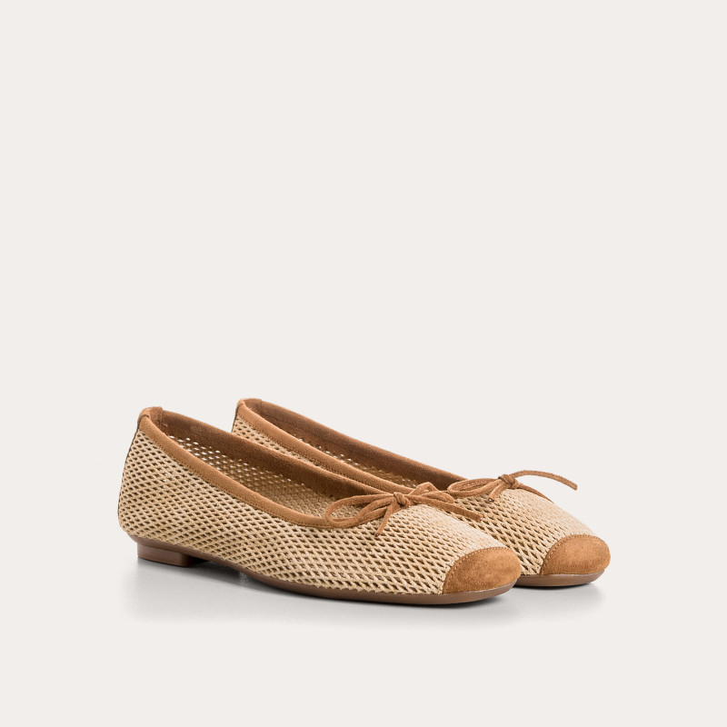Harmony Ballerinas in perforated suede with square tip