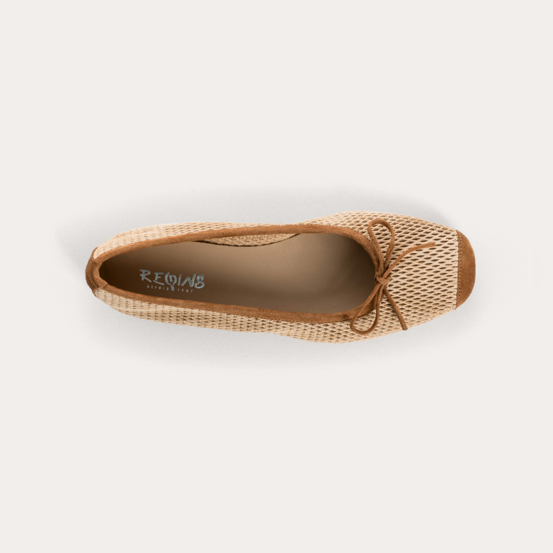 Harmony Ballerinas in perforated suede with square tip