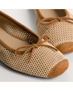 Harmony Ballerinas in perforated suede with square tip