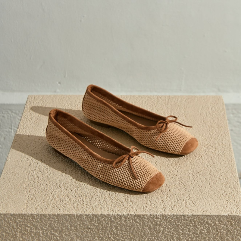 Harmony Ballerinas in perforated suede with square tip