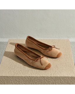 Harmony Ballerinas in perforated suede with square tip
