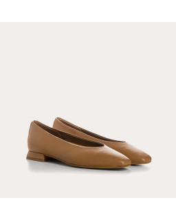 Ballerines Thea camel en cuir et imprimé python | Reqins