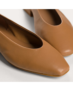 Ballerines Thea camel en cuir et imprimé python | Reqins