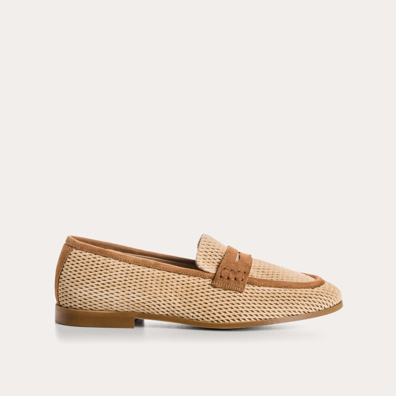 Mocassins Florine en cuir velours perforé bicolore | Reqins