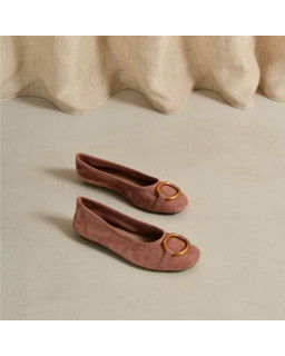 Ballerines Helna en cuir velours à boucle ronde | Reqins