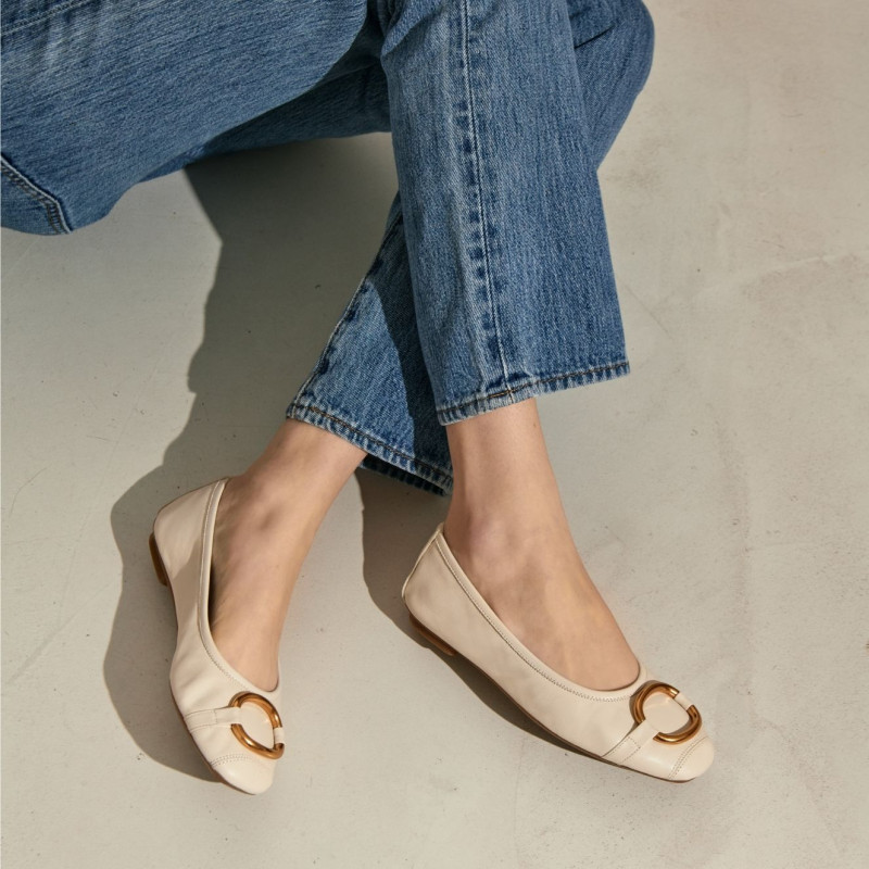 Helna smooth leather ballerinas with buckles