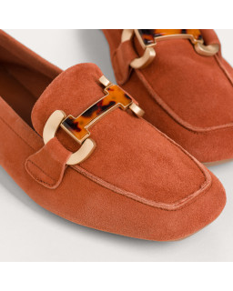 Hevano women's suede loafers with jewel buckle | Reqins