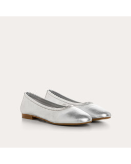 Clea Metallic Leather Round-Toe Ballerinas | Reqins