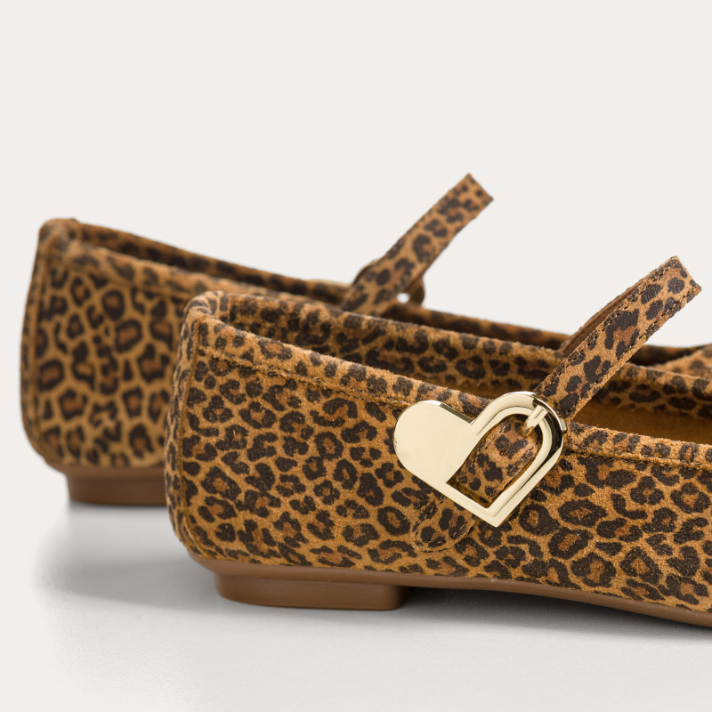 Mary Janes Hamor in suede leopard printed
