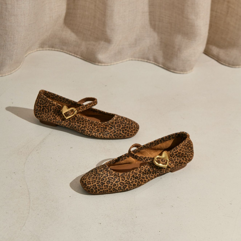 Mary Janes Hamor in suede leopard printed