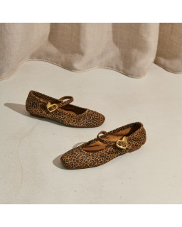 Babies Hamor en cuir velours imprimé léopard | Reqins