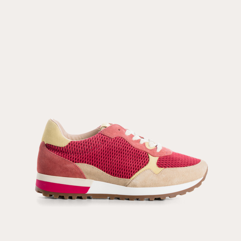 Baskets Mars en mix de cuir velours perforé | Reqins