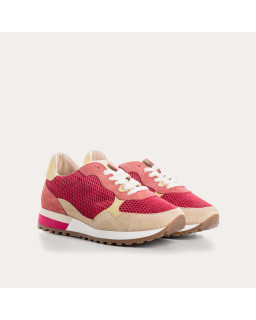 Baskets Mars en mix de cuir velours perforé | Reqins