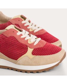 Baskets Mars en mix de cuir velours perforé | Reqins