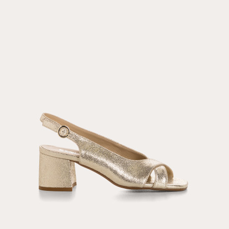 Sandales slingbacks Orea en cuir métallisé craquelé | Reqins