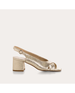 Sandales slingbacks Orea en cuir métallisé craquelé | Reqins