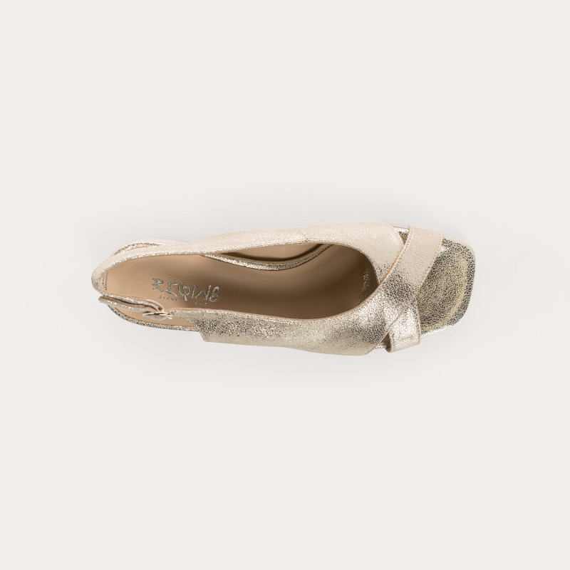 Sandales slingbacks Orea en cuir métallisé craquelé | Reqins