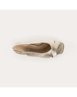 Sandales slingbacks Orea en cuir métallisé craquelé | Reqins
