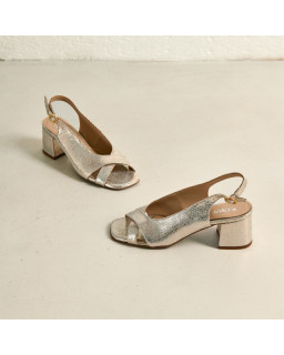 Orea slingbacks sandals in cracked metallic leather