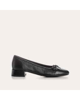 Sofia Smooth Leather Heeled Ballerinas with Bow | Reqins