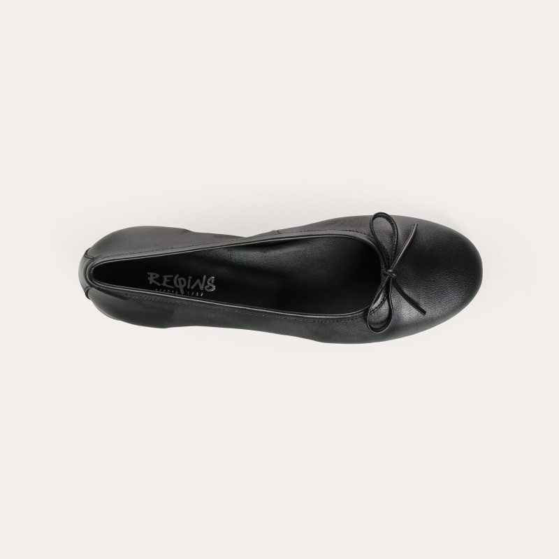 Sofia Smooth Leather Heeled Ballerinas with Bow | Reqins