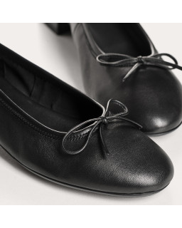 Sofia Smooth Leather Heeled Ballerinas with Bow | Reqins