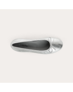 Sofia Metallic Leather Heeled Ballerinas with Bow | Reqins