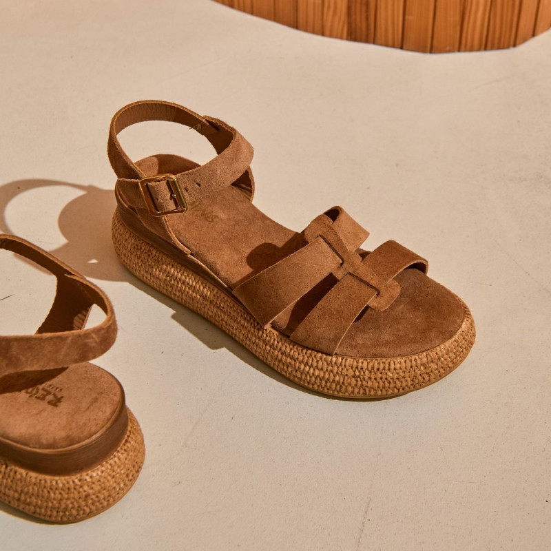 Sandales Yseult en cuir velours | Reqins