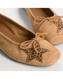 Ballerines Hello en cuir velours imprimé léopard | Reqins