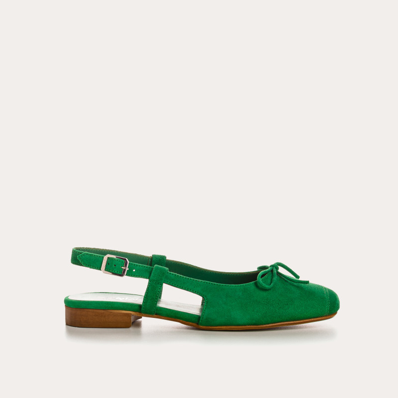 Ballerines slingback Circee noir en cuir velours | Reqins