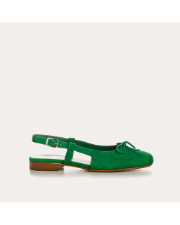 Ballerines slingback Circee noir en cuir velours | Reqins