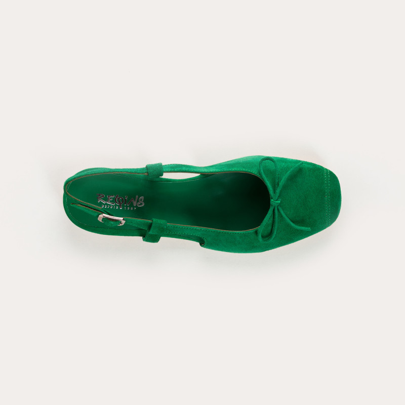 Ballerines slingback Circee noir en cuir velours | Reqins