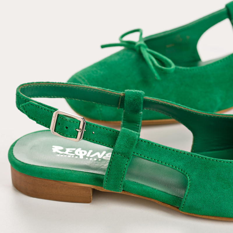 Ballerines slingback Circee noir en cuir velours | Reqins