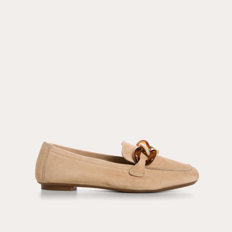 Hanissa leather loafers in chain velvet