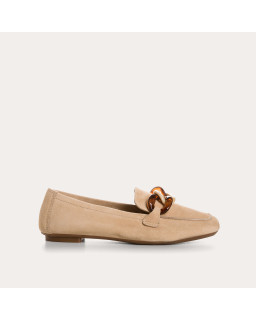 Hanissa leather loafers in chain velvet