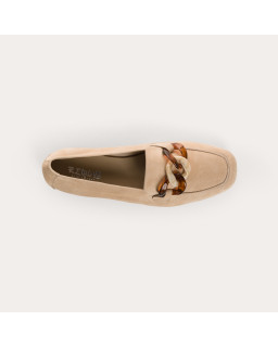 Hanissa leather loafers in chain velvet